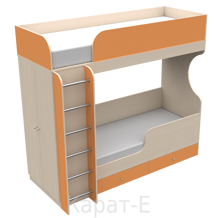 Кровать двухъярусная со шкафом левая, цвет: Дуб девон/Оранж